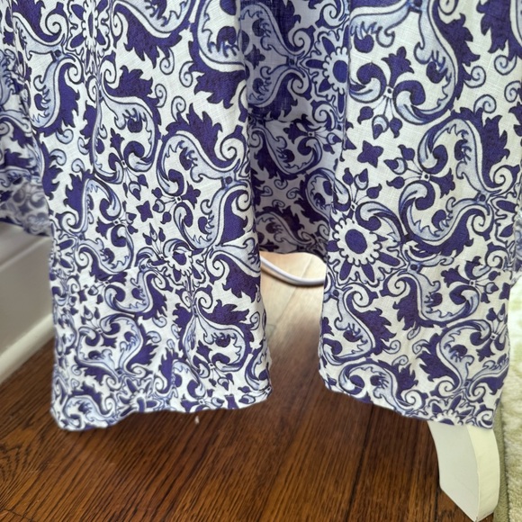 Temptation Positano Ieranto Dress Ceramica Blue Linen Size Medium - Picture 7 of 13